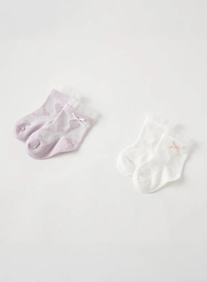 Dave & Bella Purple hearts socks set
